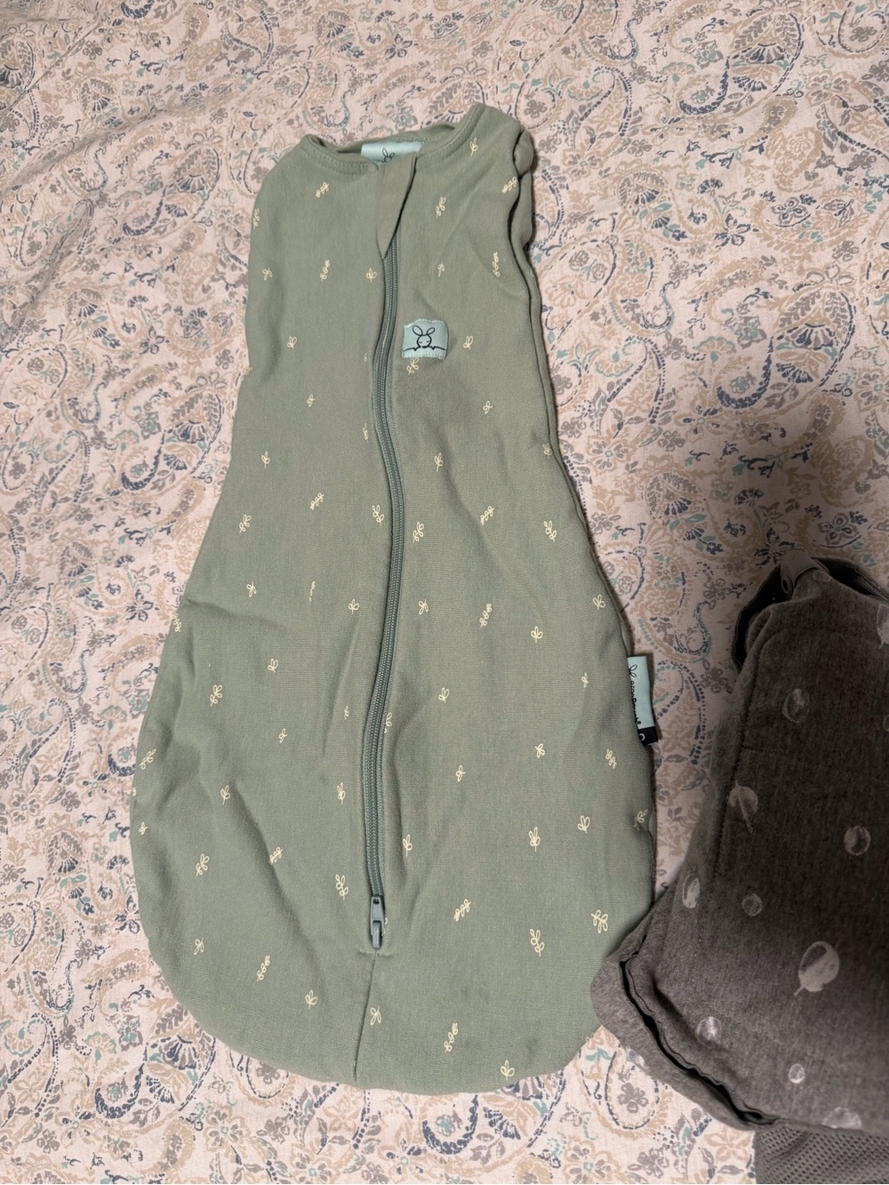 Ergobaby Sage Green Zip Front Sleep Sack with Cream Dot Accents